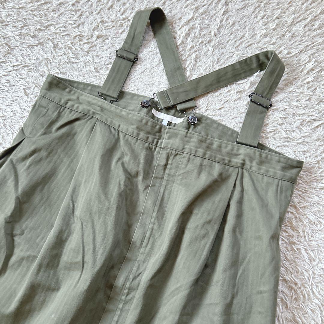 美品　FIRMUM スーピマヘリンボーンツイルサカナヤパンツ　カーキ　サロペット