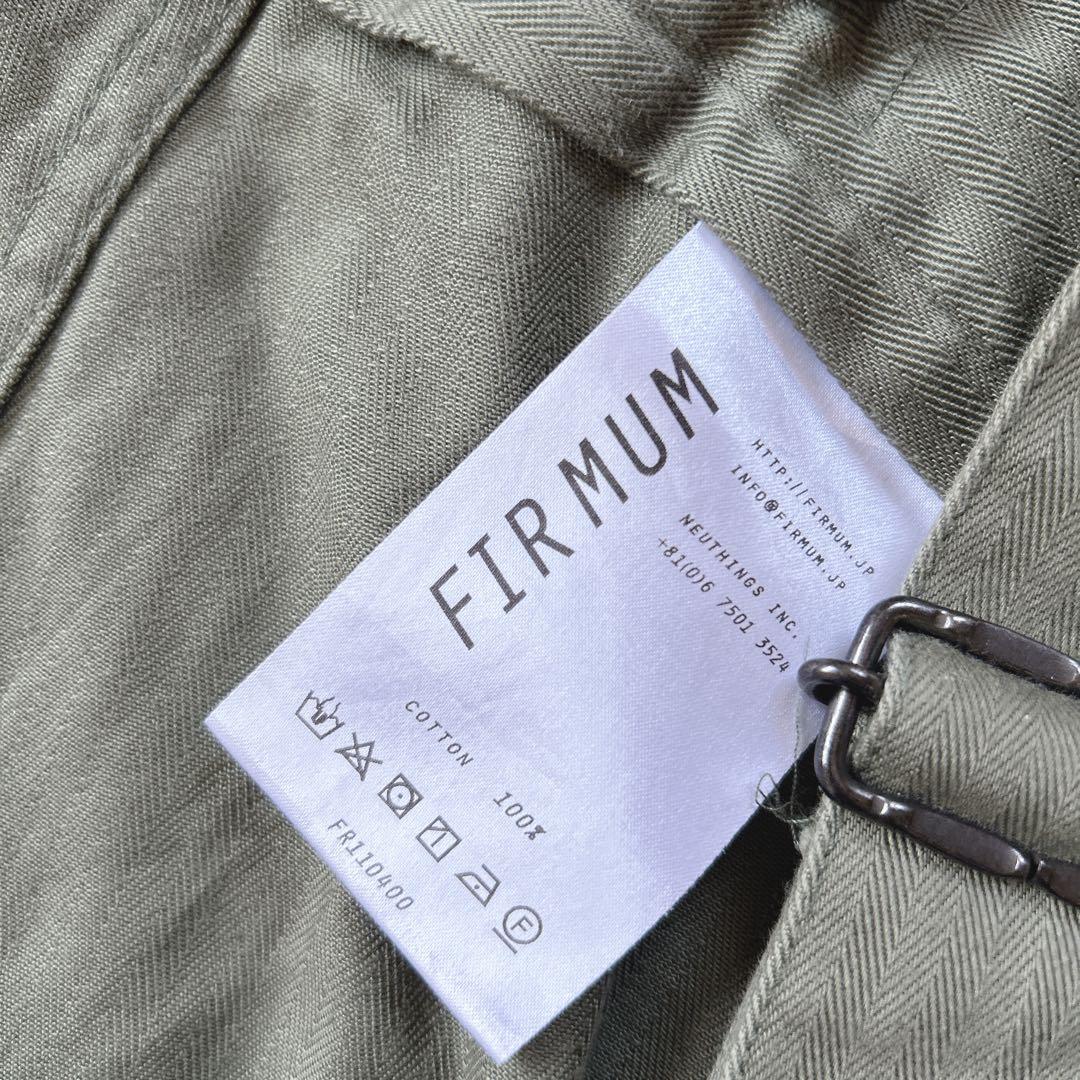美品　FIRMUM スーピマヘリンボーンツイルサカナヤパンツ　カーキ　サロペット