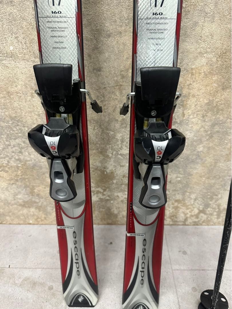 ⑩K2 スキー板 エスケープ ポール付き 160cm