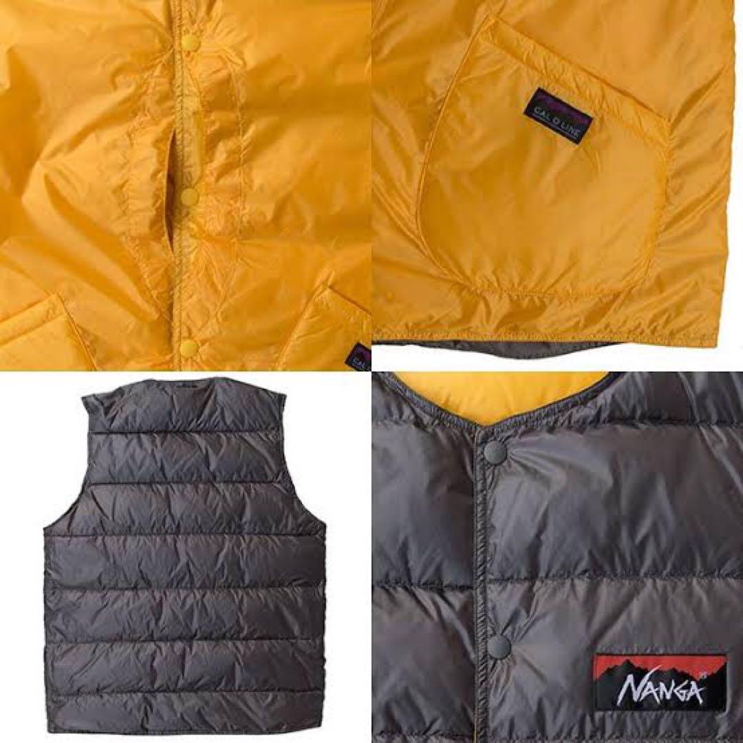新品 別注キャルオーライン × ナンガ　リバーシブルダウンベスト　M