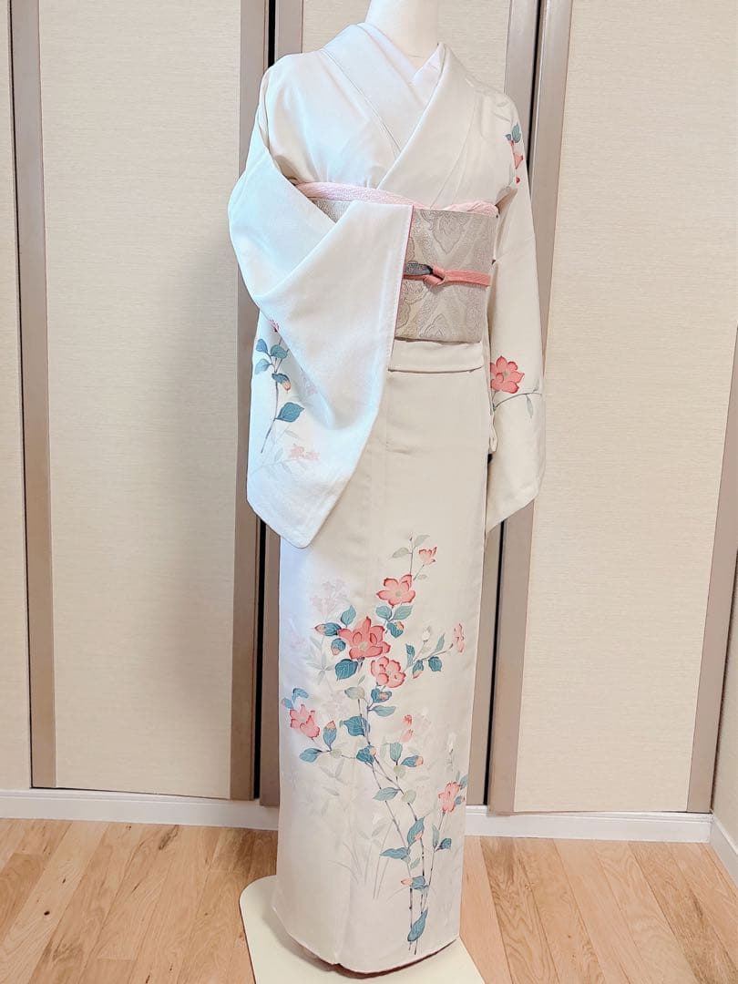 極美品　訪問着　フルセット 本加賀友禅 裄70 卒業式　入学式　L LL 白