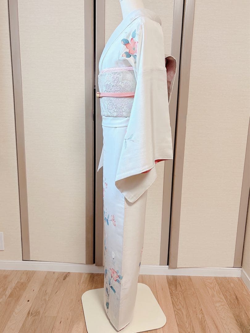 極美品　訪問着　フルセット 本加賀友禅 裄70 卒業式　入学式　L LL 白