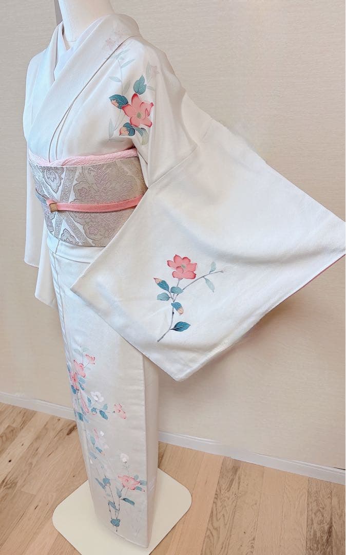 極美品　訪問着　フルセット 本加賀友禅 裄70 卒業式　入学式　L LL 白