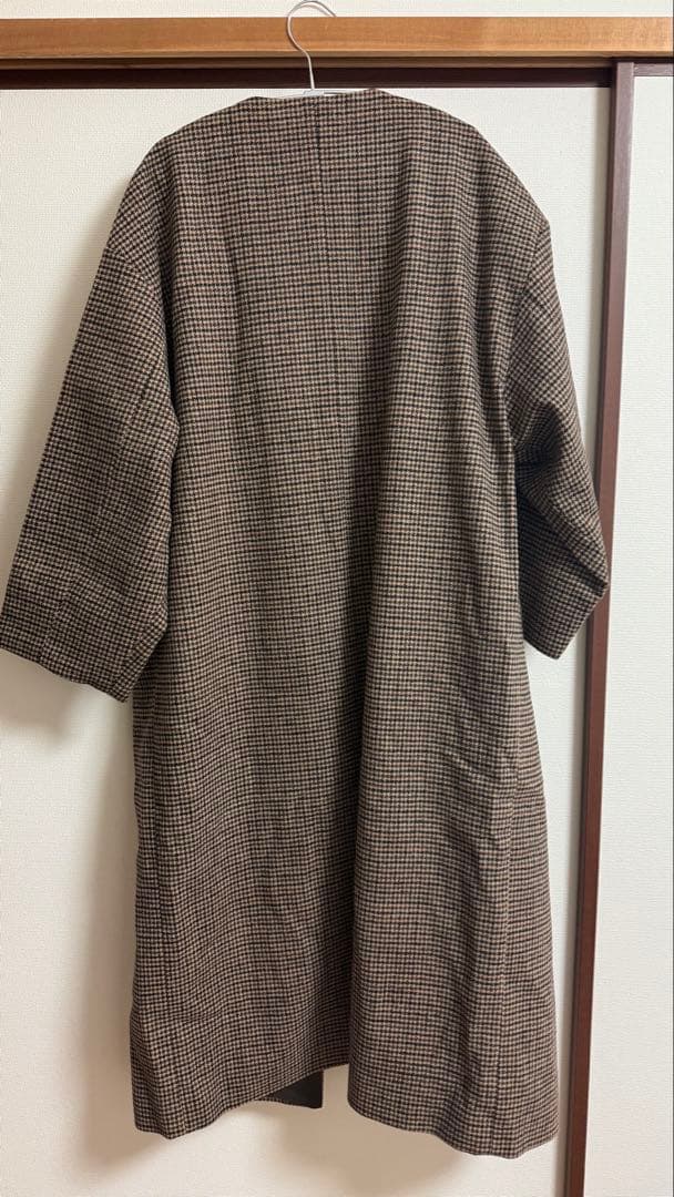 Eaphi no collar wool check coat コート