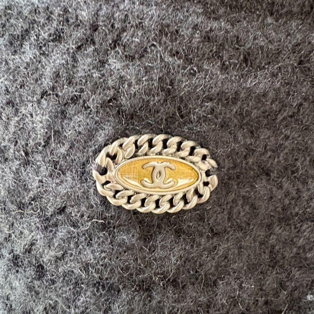 CHANEL シャネル カシミヤ 半袖 膝丈 リブニット ワンピース ブラック黒