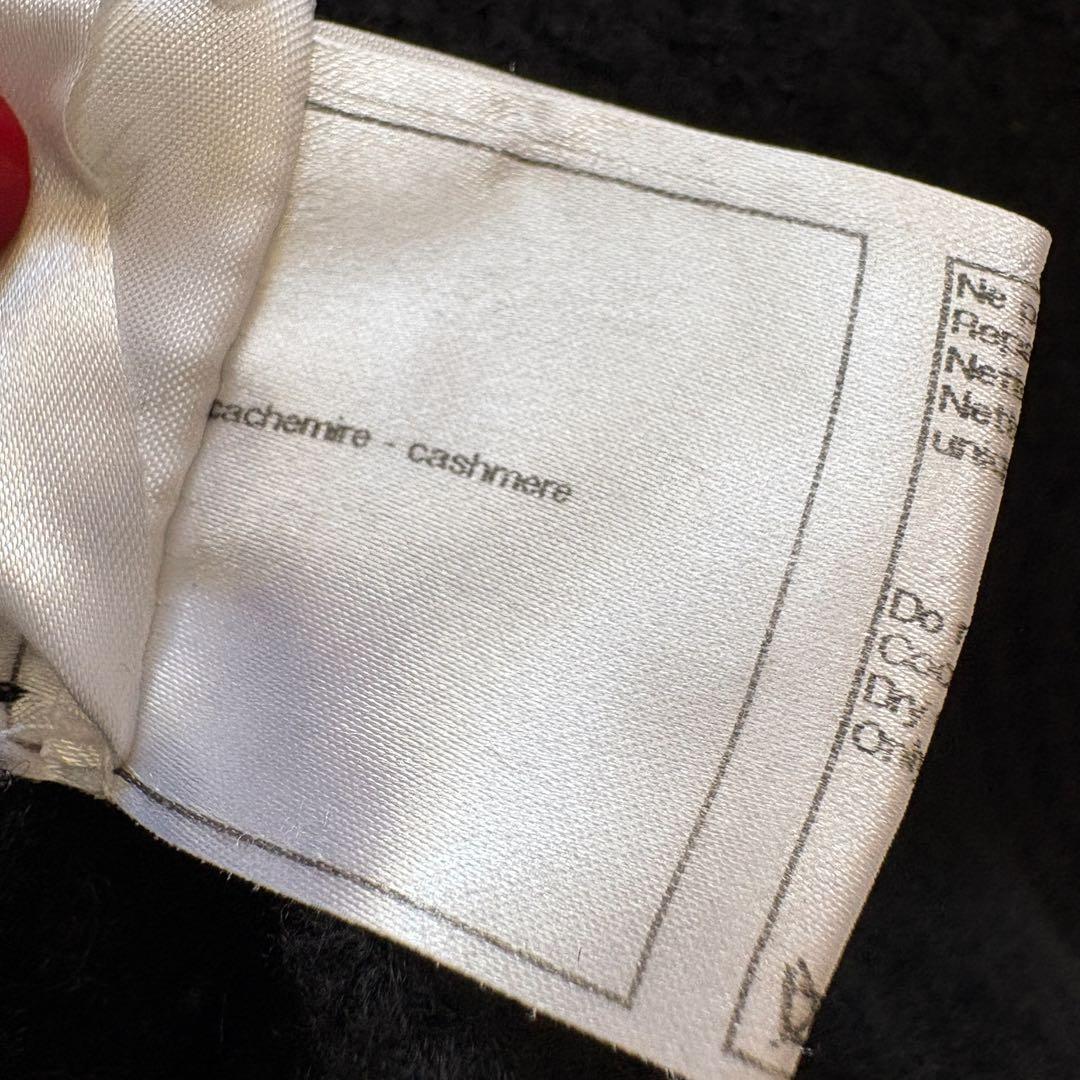 CHANEL シャネル カシミヤ 半袖 膝丈 リブニット ワンピース ブラック黒