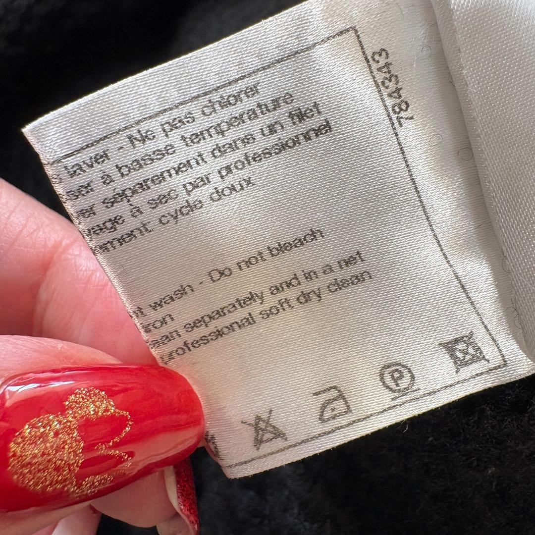 CHANEL シャネル カシミヤ 半袖 膝丈 リブニット ワンピース ブラック黒