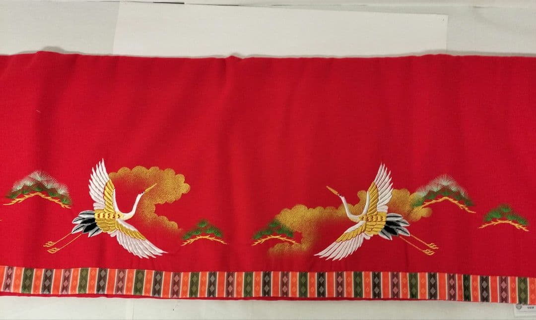 毛氈　45×7段　刺繍　松鶴