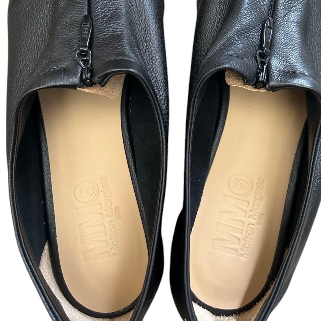 MM6 エムエムシックス　ジップレザーフラット シューズ　ブラック