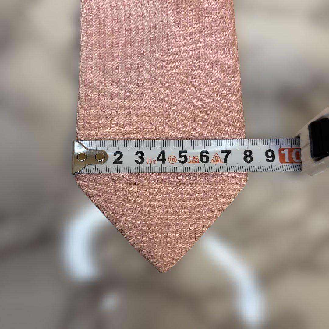 【ファソネ✨】HERMES ネクタイ　ピンク　桃色　ファソネ　H柄　刺繍