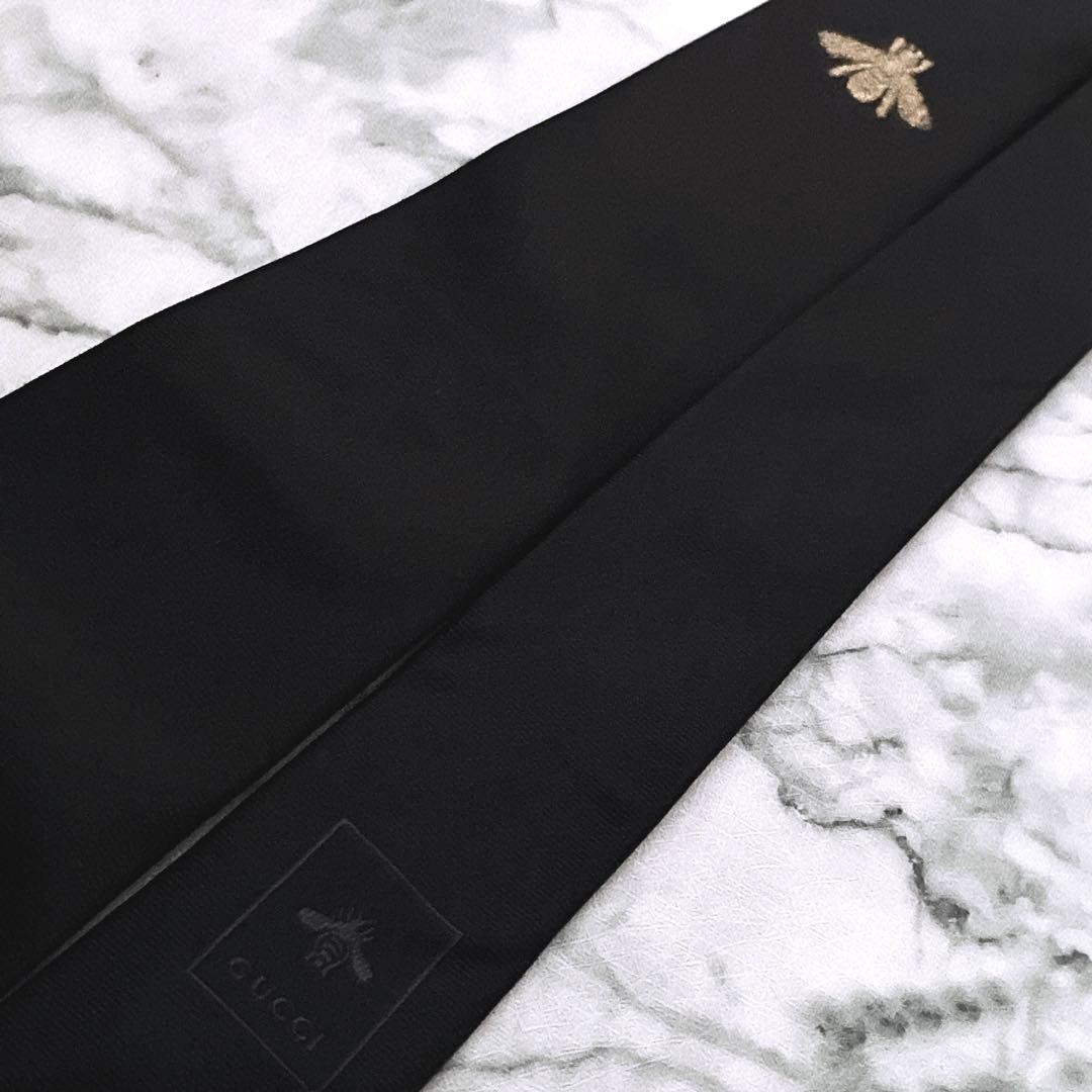 ✨未使用箱付き✨GUCCI 蜂　ビー　ソリッド　ブラック　ネクタイ