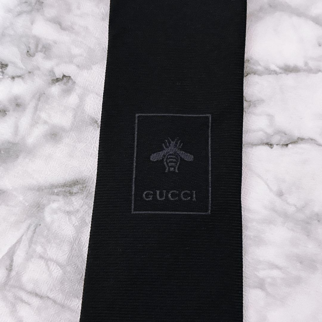 ✨未使用箱付き✨GUCCI 蜂　ビー　ソリッド　ブラック　ネクタイ