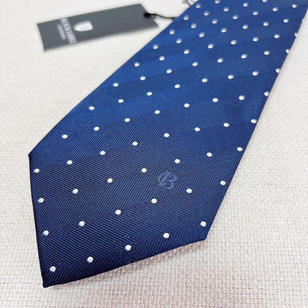 新品未使用☆ドットタイ ブラックレーベル クレストブリッジシルク100%ネクタイ