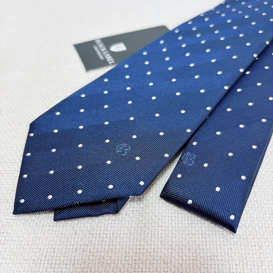 新品未使用☆ドットタイ ブラックレーベル クレストブリッジシルク100%ネクタイ