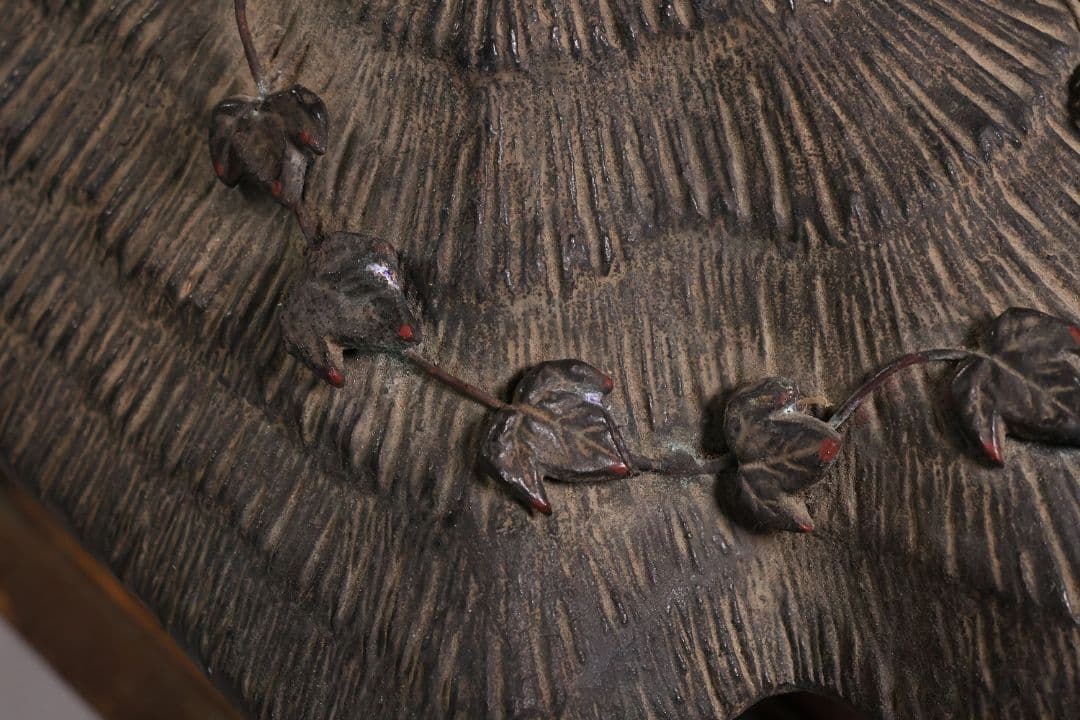 金工 銅製 葛屋灯篭 茅葺屋根 置灯籠 日本家屋 置物 ランプ【MA614】