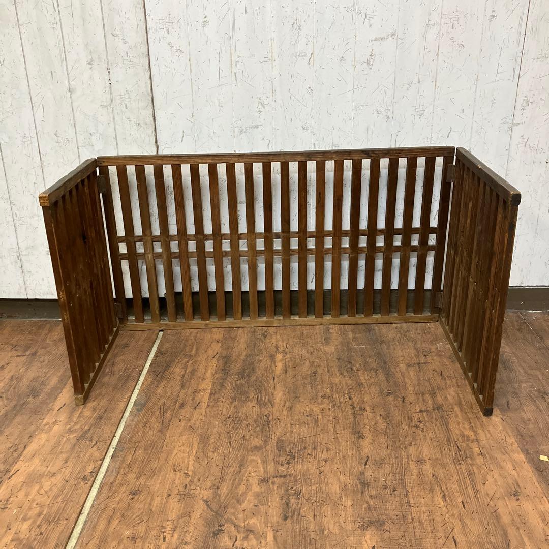 B-2 昭和レトロ 木製 帳場囲い 帳場格子 折りたたみ式 フェンス 間仕切り