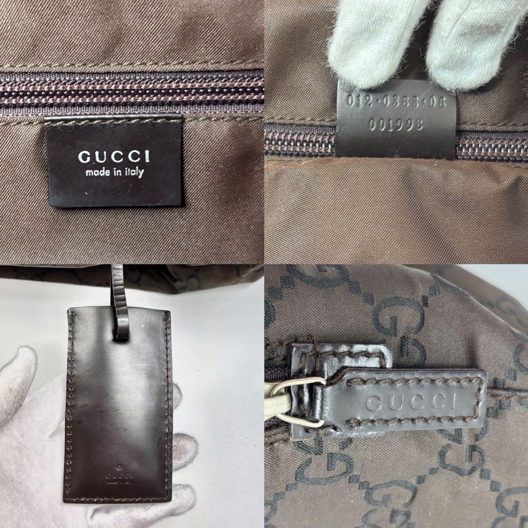 専用GUCCI グッチ　GG柄　ナイロン　ボストンバッグ　ブラウン　レザー　茶