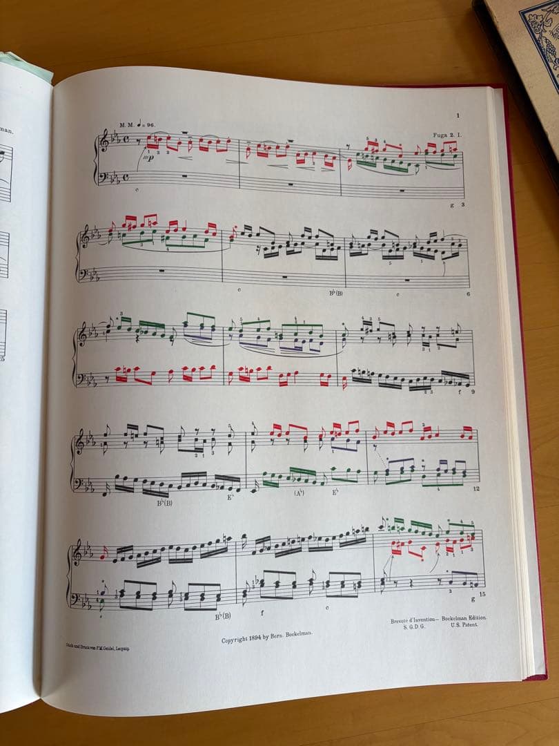 バッハ　カラー譜　平均律ピアノ曲集　ボーケルマン編著　公論社