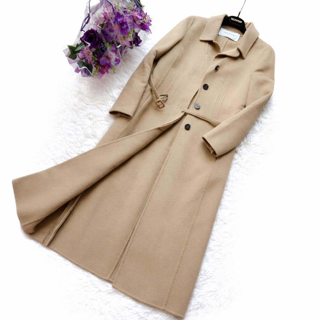 美品　VALENTINOヴァレンティノ ベルト付　ロング　コート キャメル