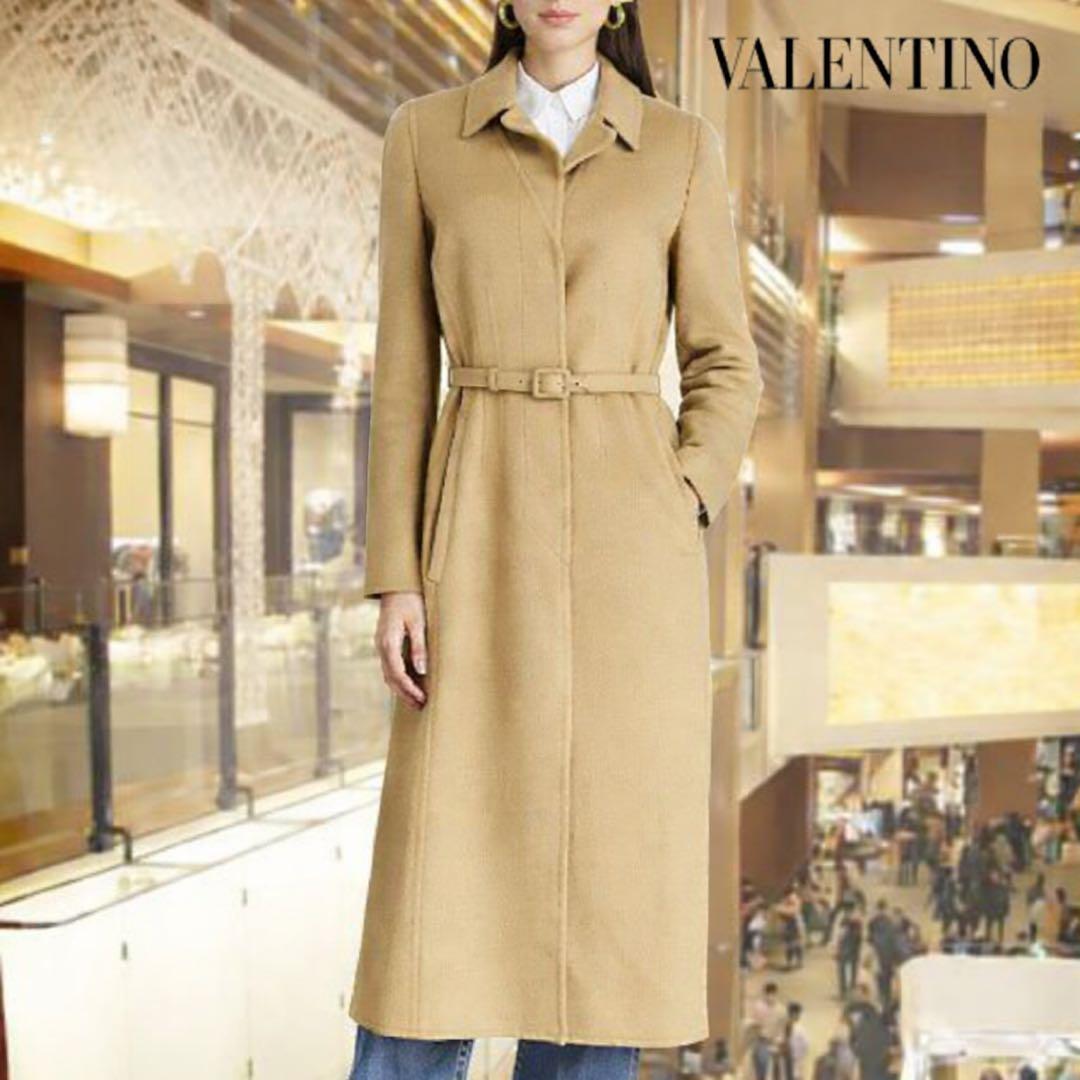 美品　VALENTINOヴァレンティノ ベルト付　ロング　コート キャメル