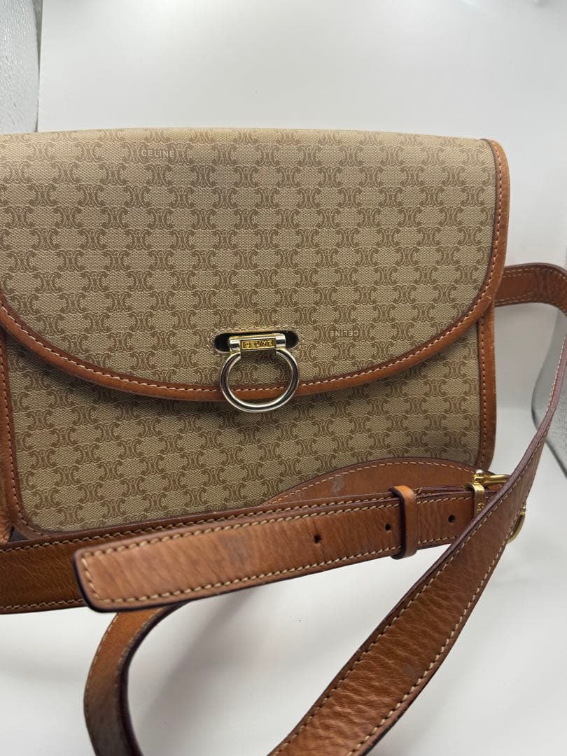 CELINE ヴィンテージ　マカダム ベージュ ショルダーバッグ