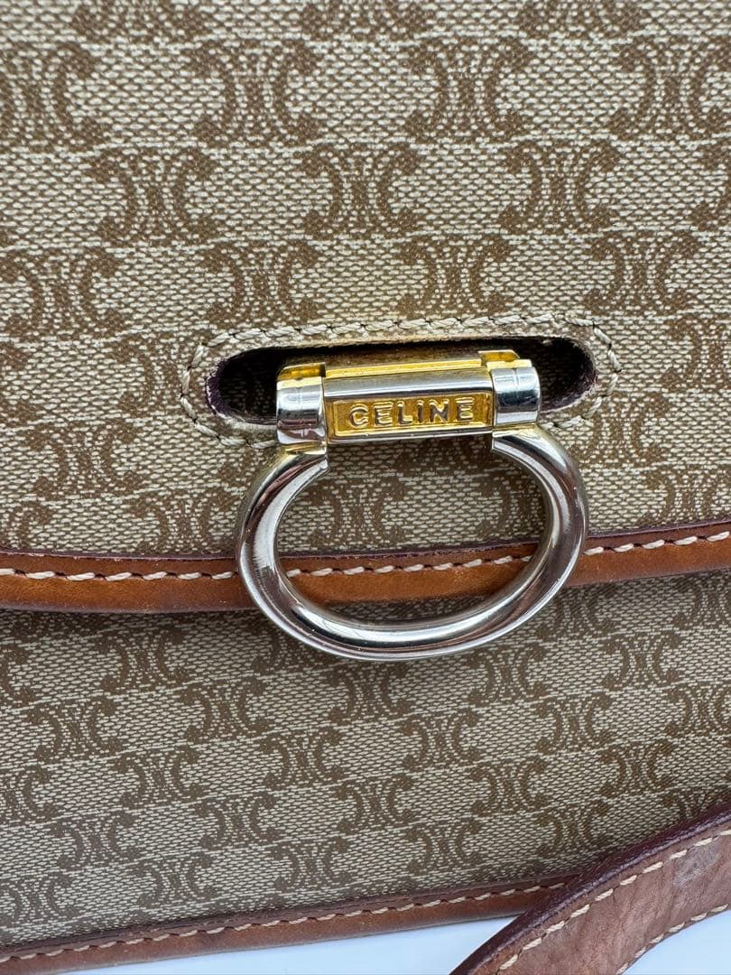 CELINE ヴィンテージ　マカダム ベージュ ショルダーバッグ