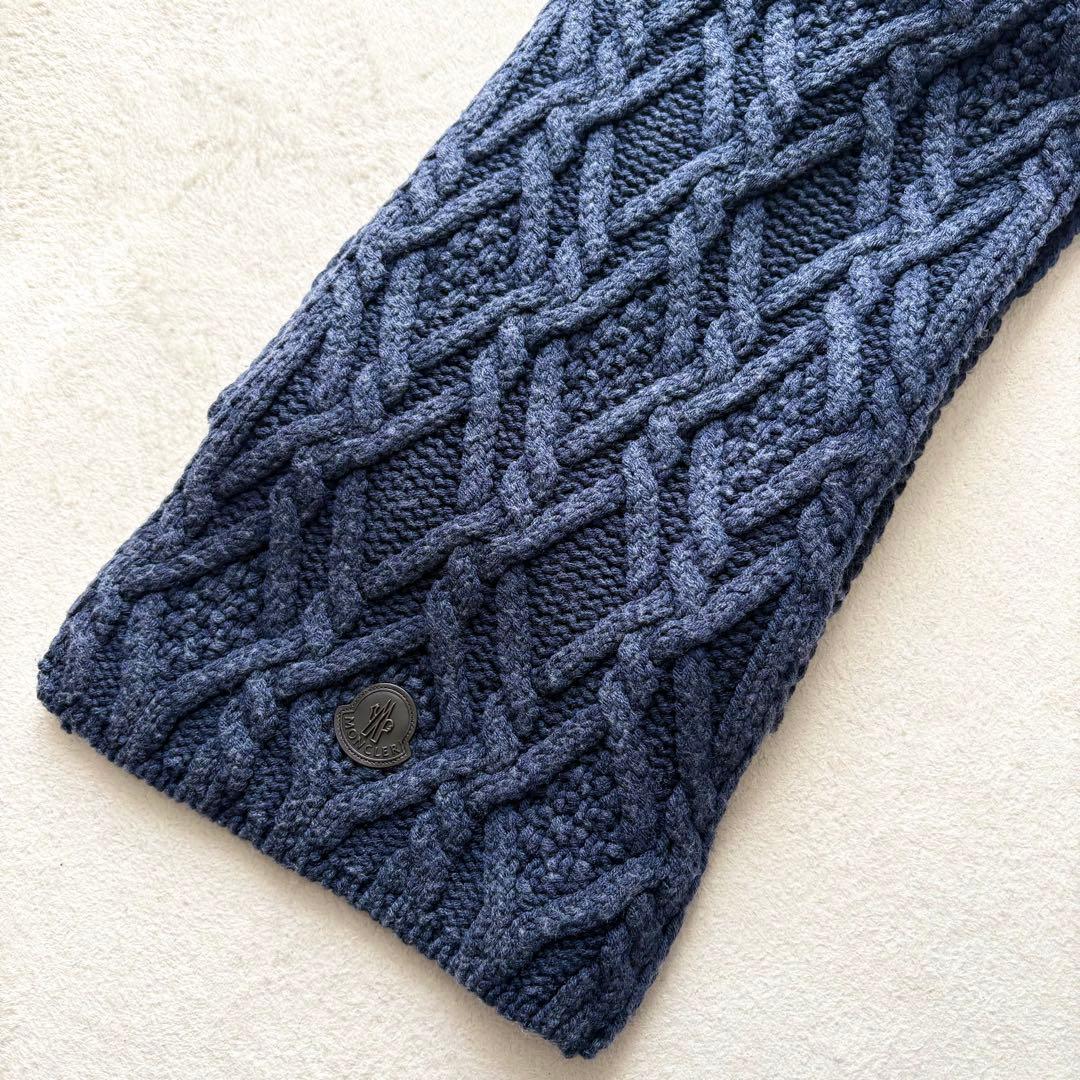 美品✨モンクレール SCIARPA ケーブル編み ラバーロゴ マフラー ストール