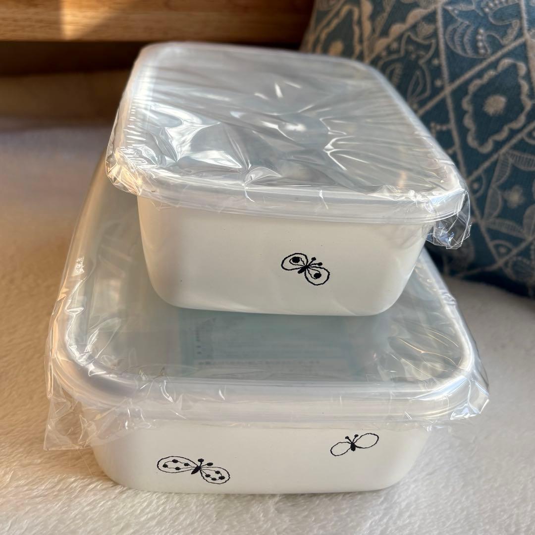 【新品】ミナペルホネンx野田琺瑯　レクタングル　深型　L＋M サイズ　ホーロー