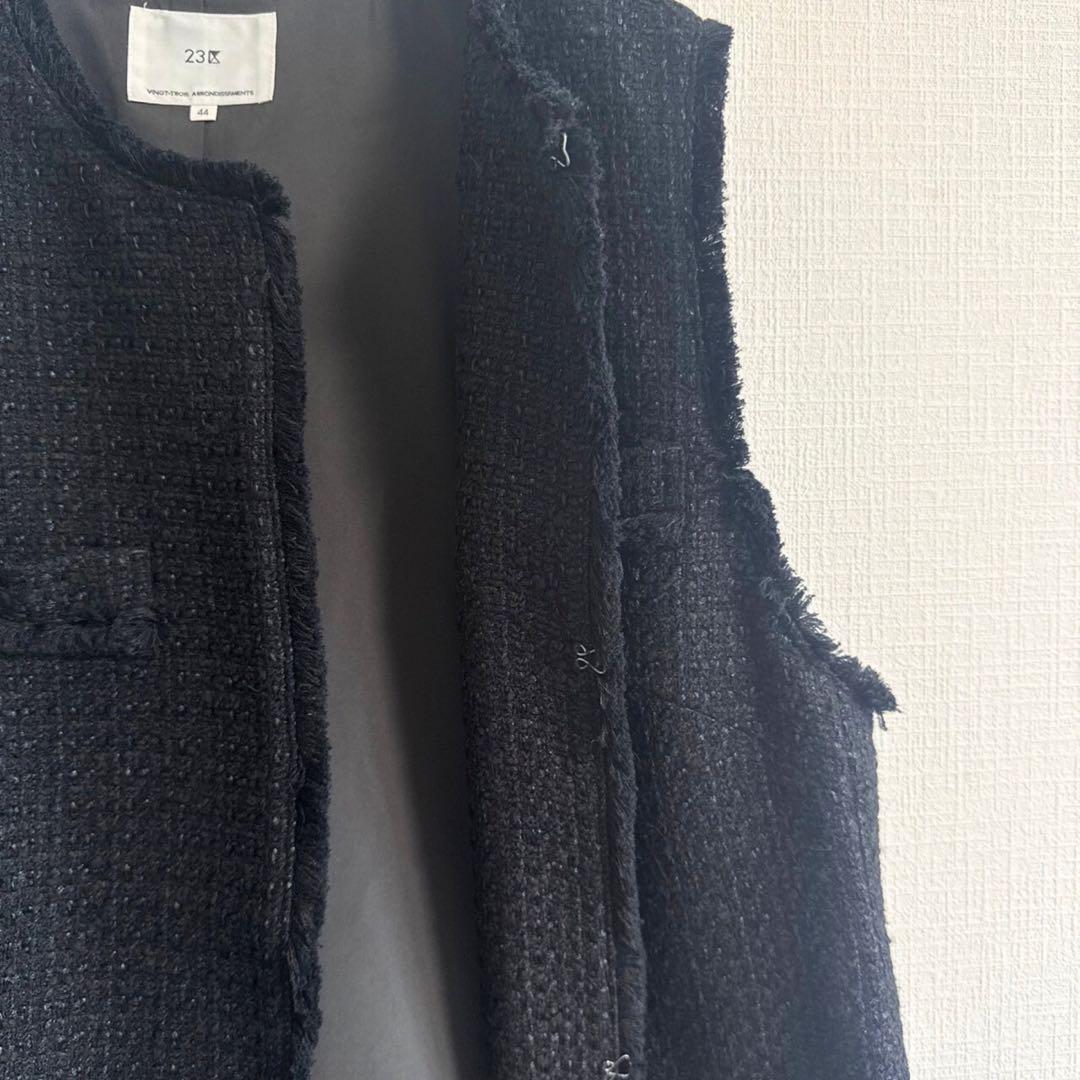 23区 24年製 大きいサイズ ファンシーツイード ジレ