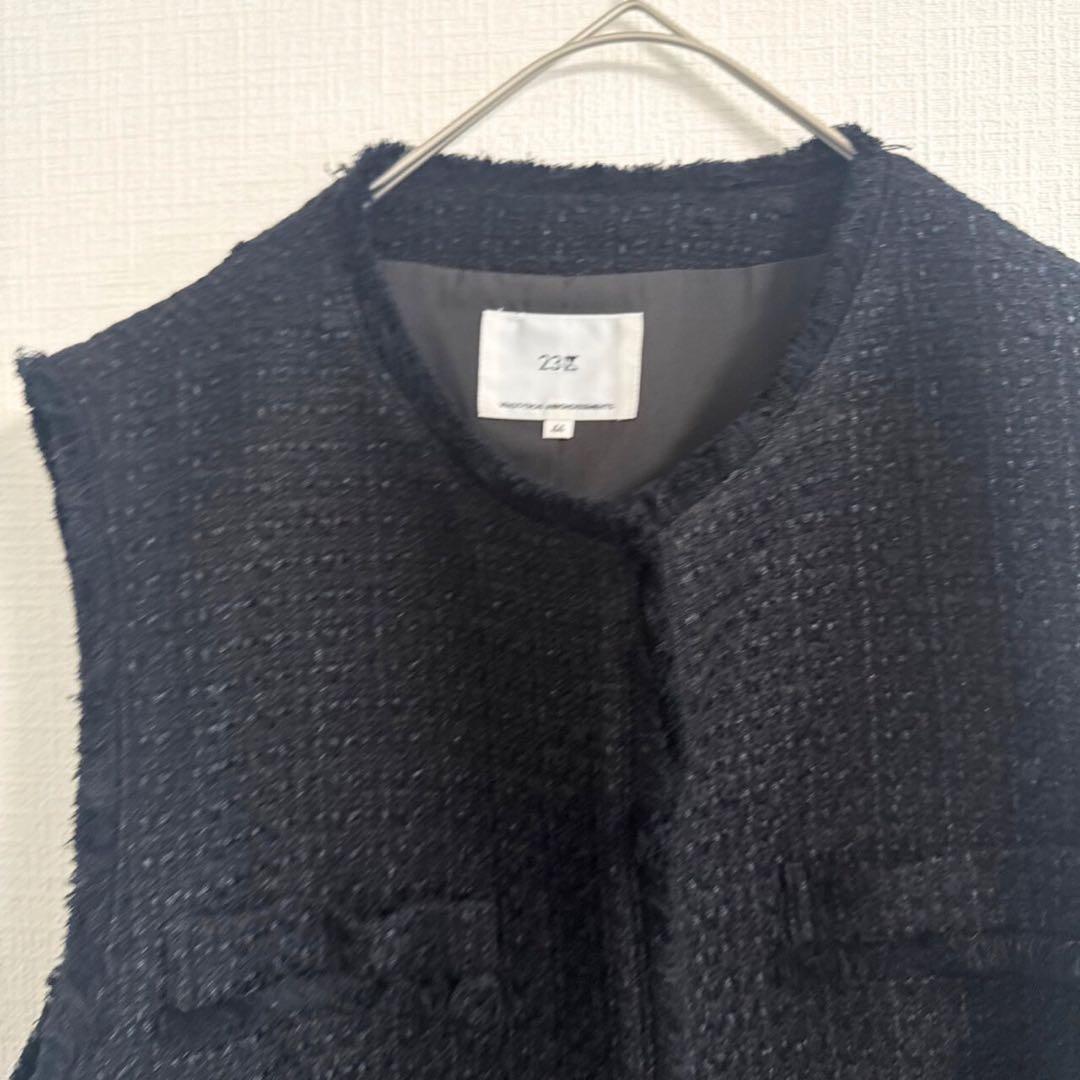 23区 24年製 大きいサイズ ファンシーツイード ジレ