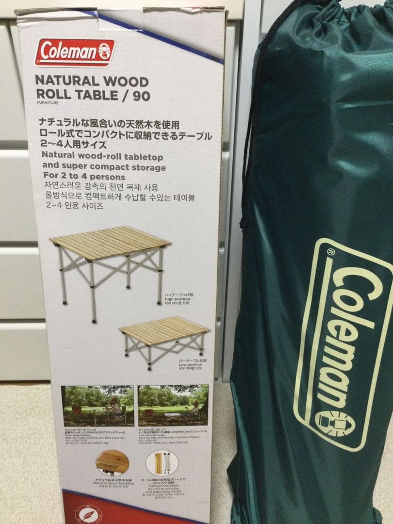 90×70cm 新品 Coleman ナチュラルウッドロールテーブル