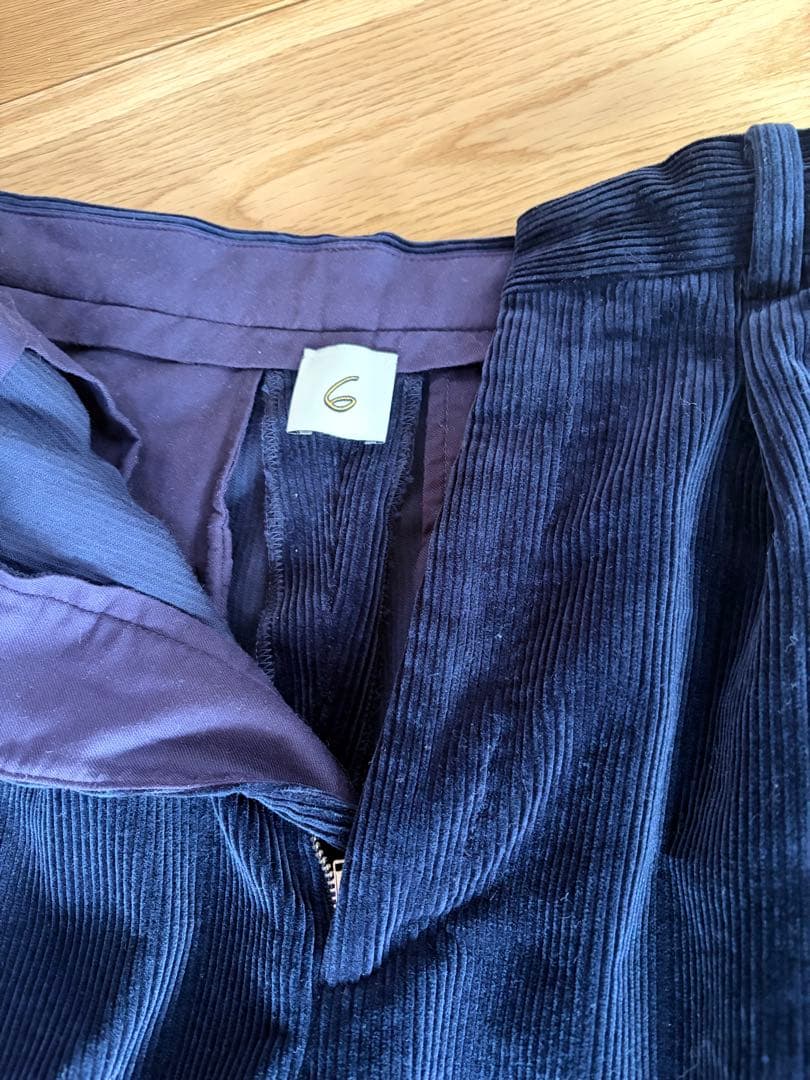 ネイビー コーデュロイ ワイドパンツ　roku 6