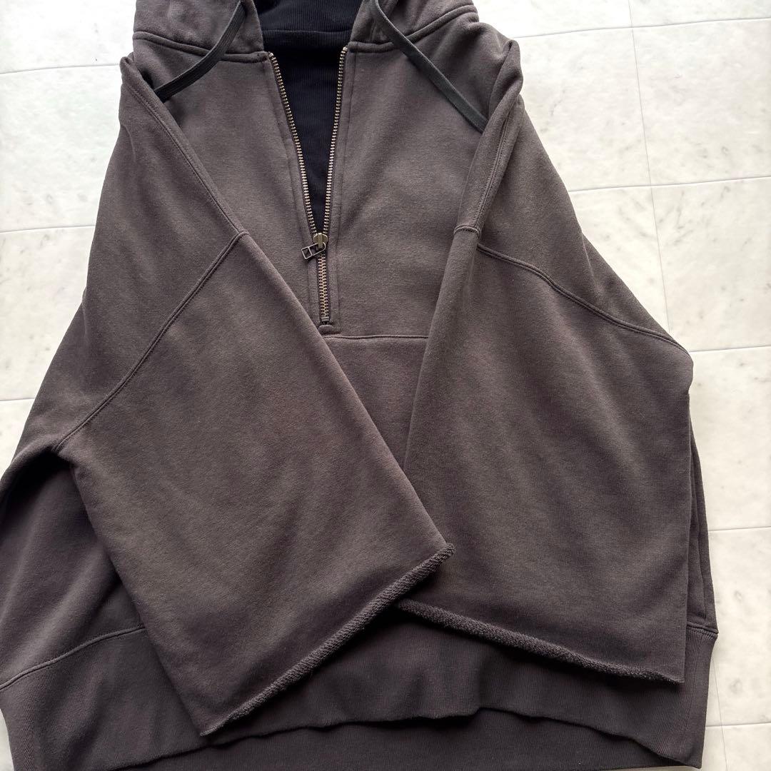 AP STUDIO ウールミックス ハーフジップフーディ ゆったり ブラウン