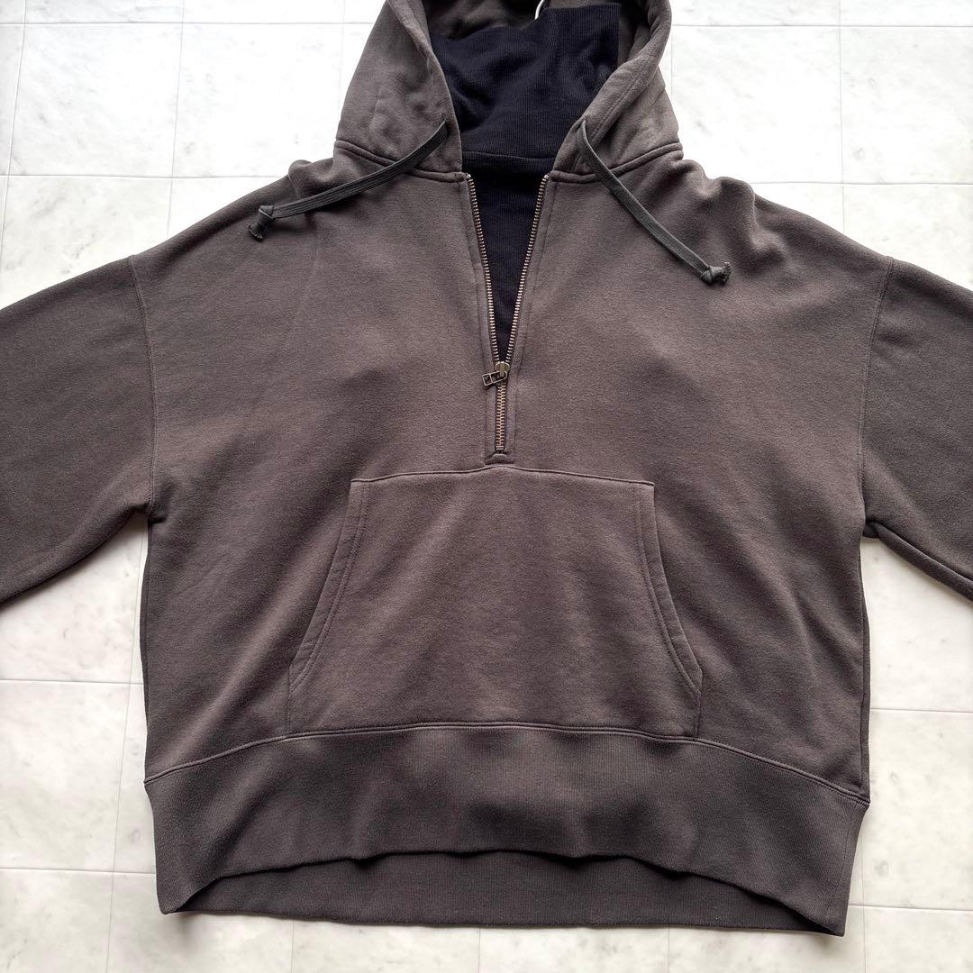 AP STUDIO ウールミックス ハーフジップフーディ ゆったり ブラウン