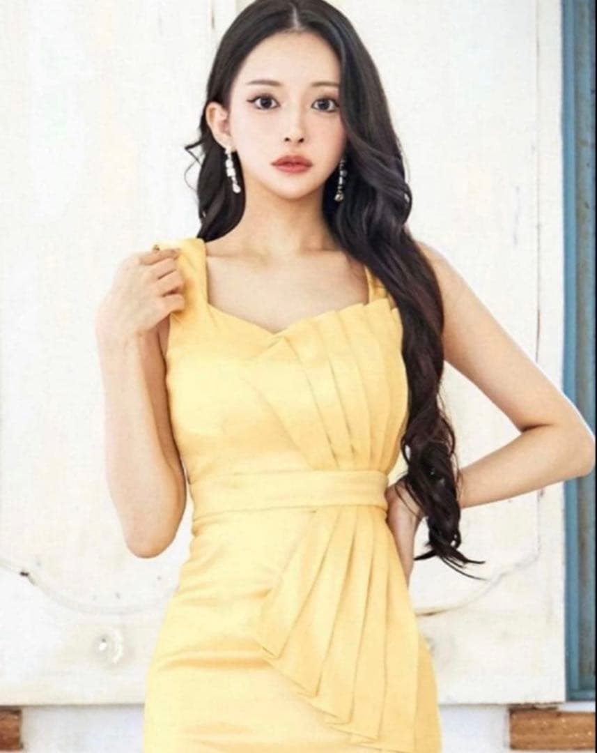 【SUGAR】イエローマーメイドドレス ノースリーブ ロングドレス Lサイズ