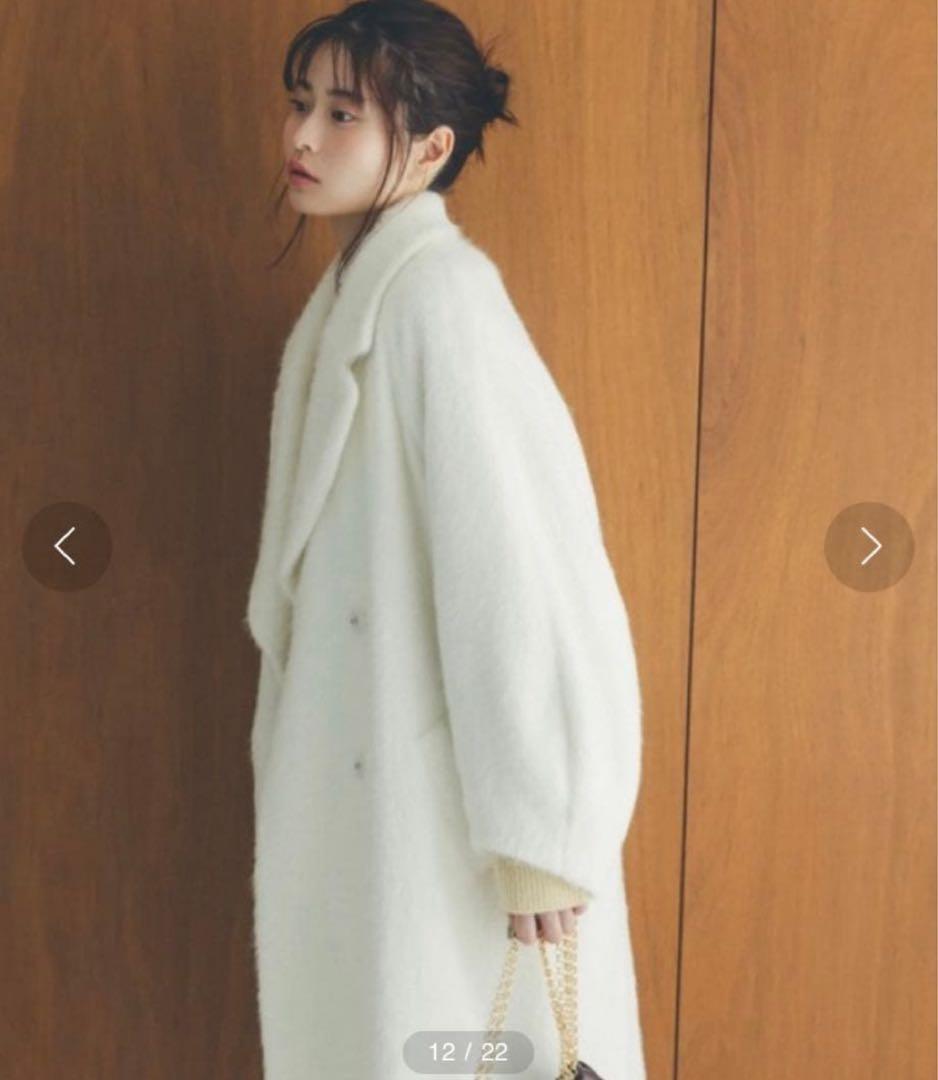 【新品】SNIDEL　シャギーロングコート　アイボリー0