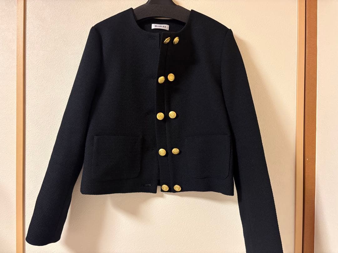 BLUELEA ブルレア　ダブルボタンツイードジャケット ブラック