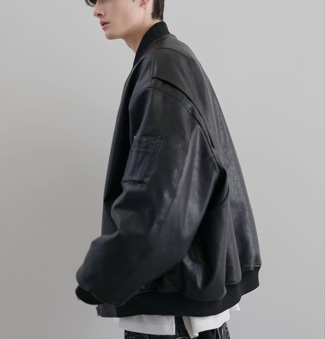 ルーズシルエットメタルジップ ボリュームma-1ブルゾン