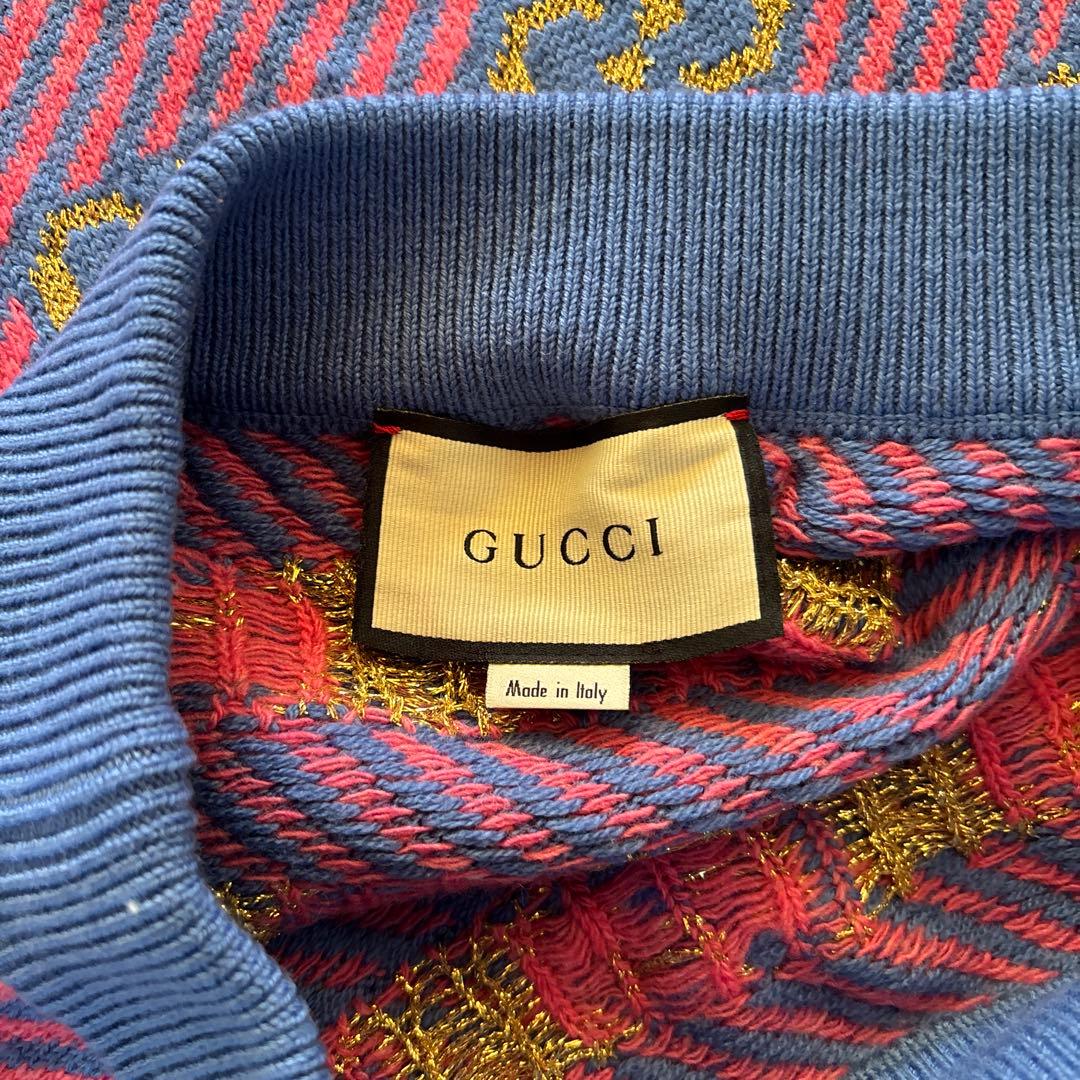 GUCCI GGロゴストライプひざ下丈スカート