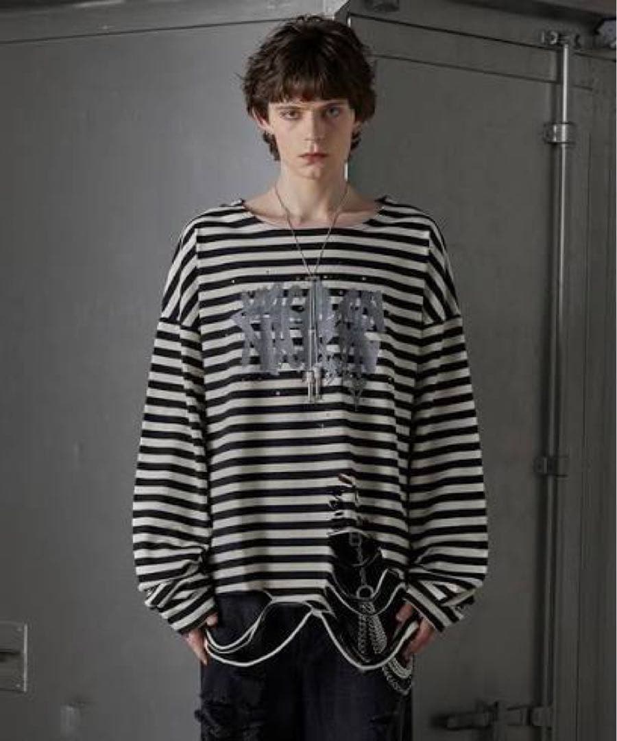 たらふく【GRANCY】総柄ラインストーングラフィックロンT レオパード