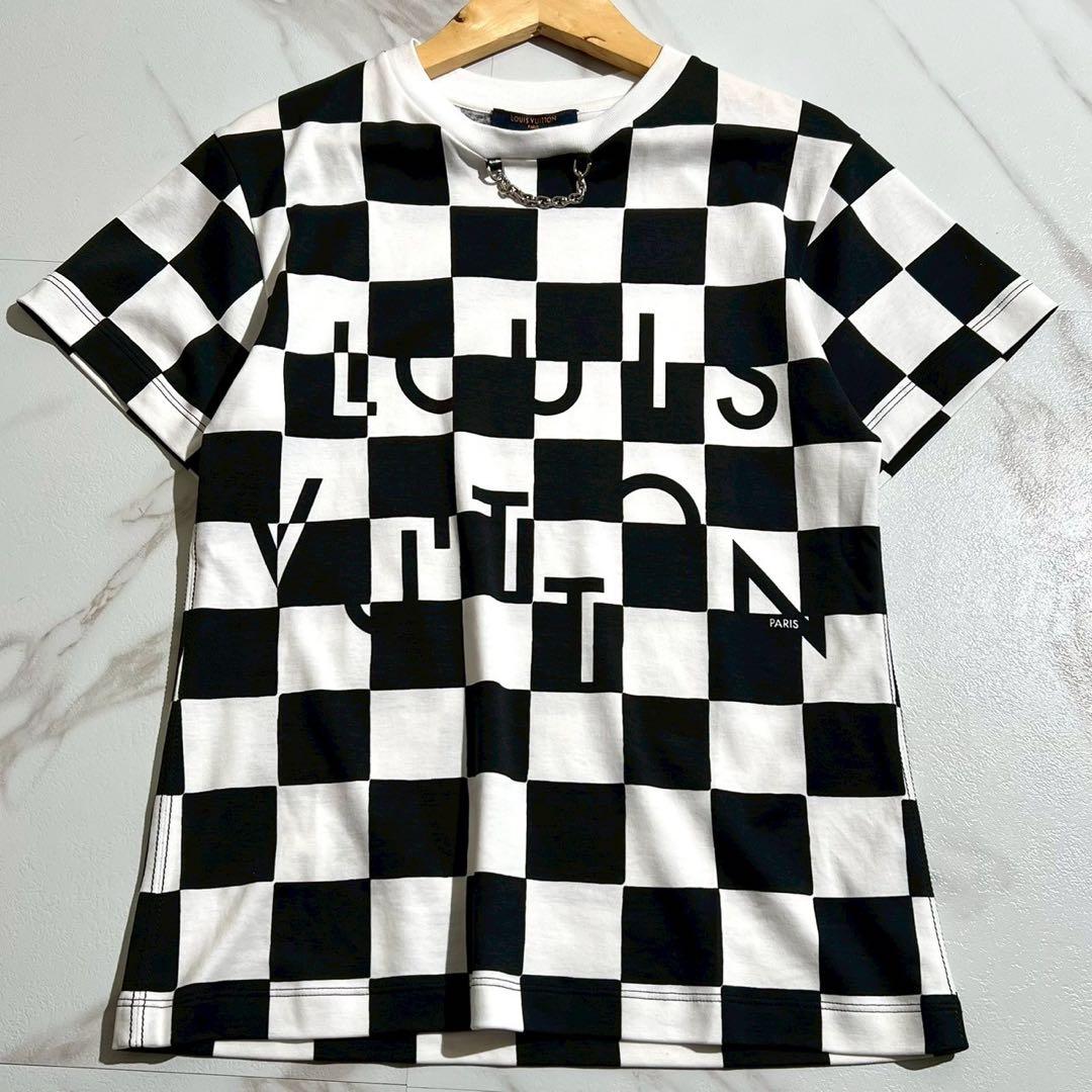 LOUIS VUITTON ルイヴィトン Tシャツ チェーン ダミエ柄 現行タグ