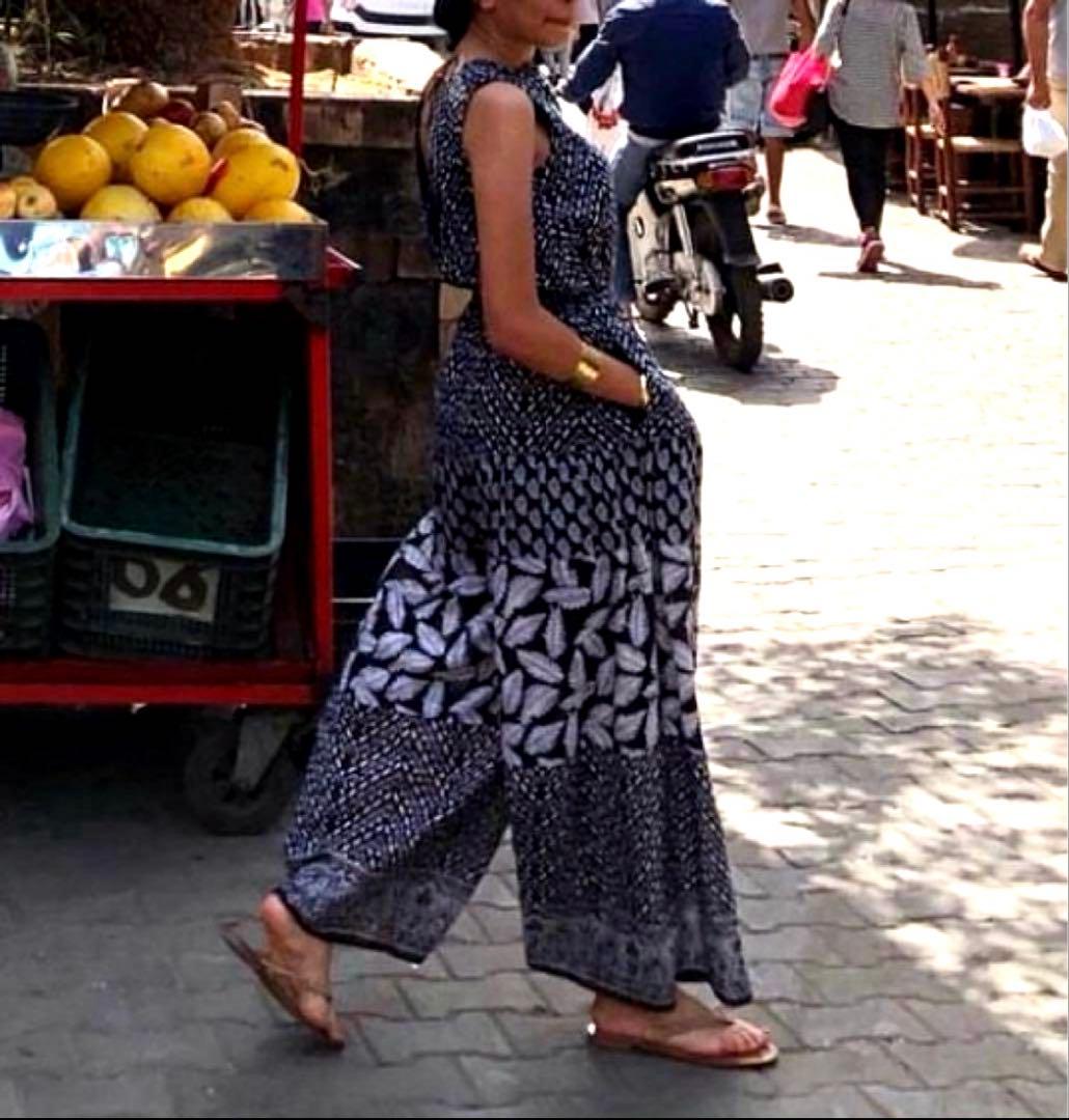 極美品 サラマリカ リーフプリント コットン オールインワン ワンピース