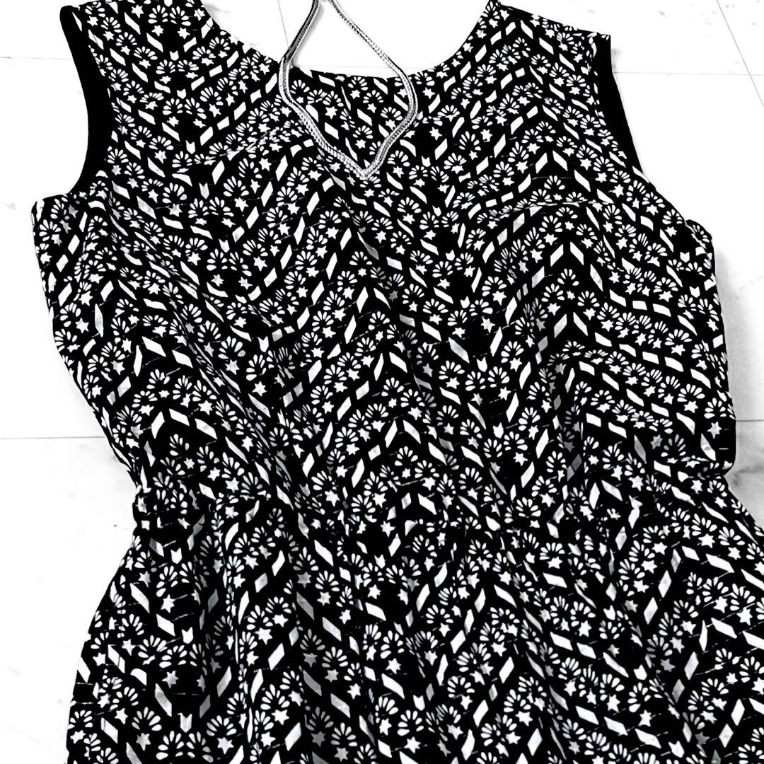 極美品 サラマリカ リーフプリント コットン オールインワン ワンピース