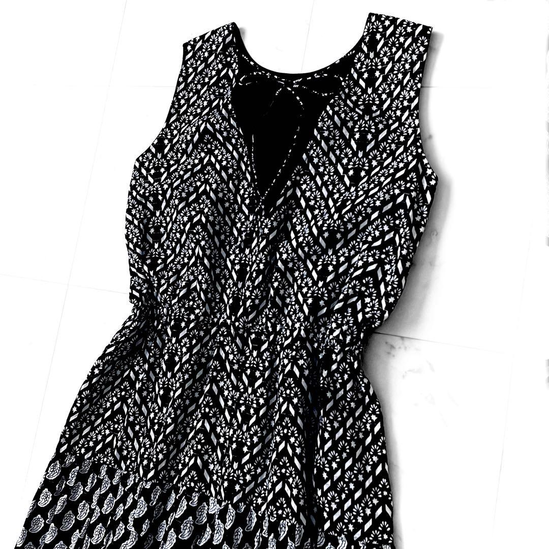 極美品 サラマリカ リーフプリント コットン オールインワン ワンピース