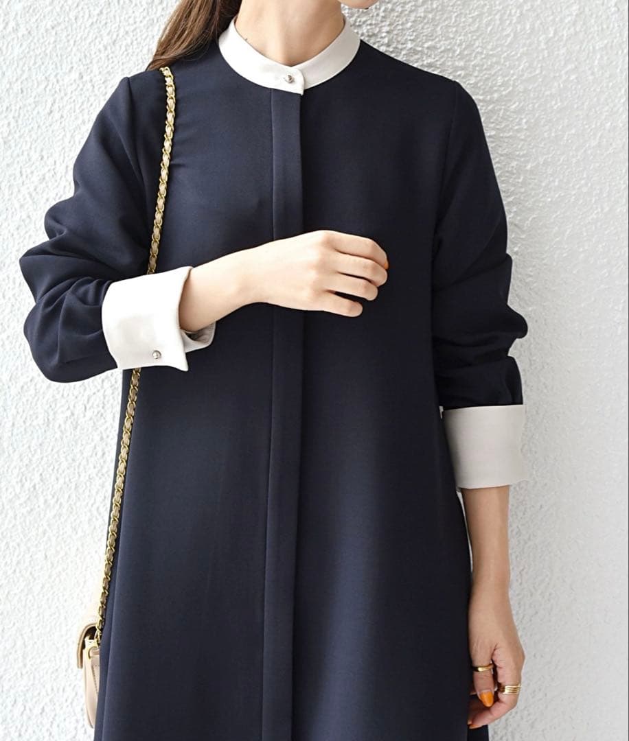 【タグ付き新品未使用】SHIPS anyダブルクロス Aライン シャツワンピ