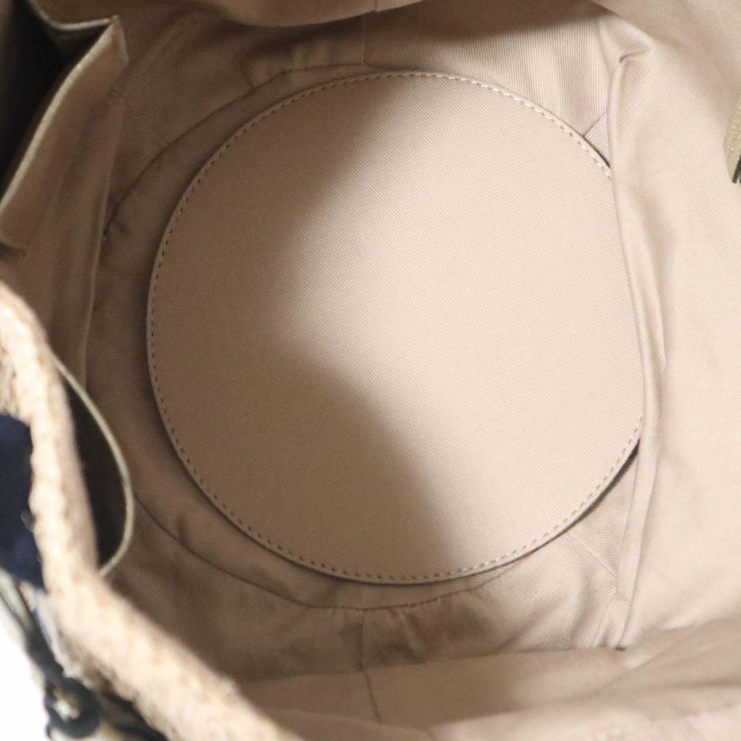 美品★ヴィオラドーロ かごバッグ ラフィア タッセル ラメ ネイビー×ゴールド