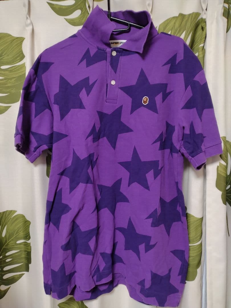 希少A BATHING APE 星柄ポロシャツ Lサイズスター