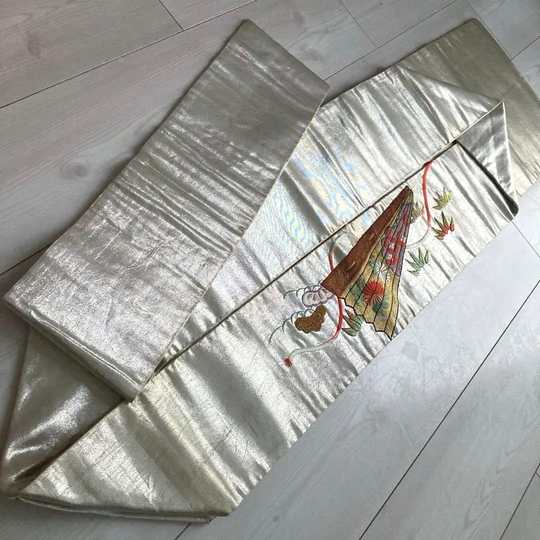 アンティーク名古屋帯　大正ロマン　上質な刺繍　と金駒刺繍　正絹　N8-25