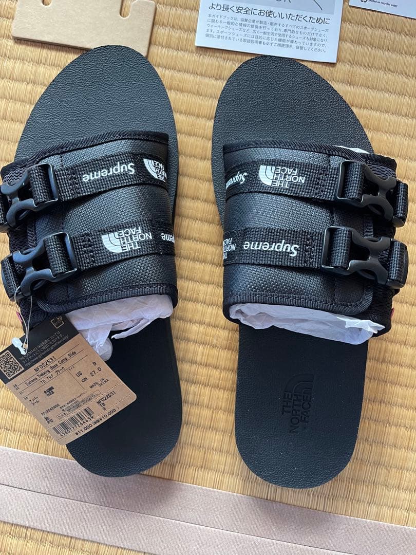 未使用 Supreme North Face サンダル ブラック 27cm