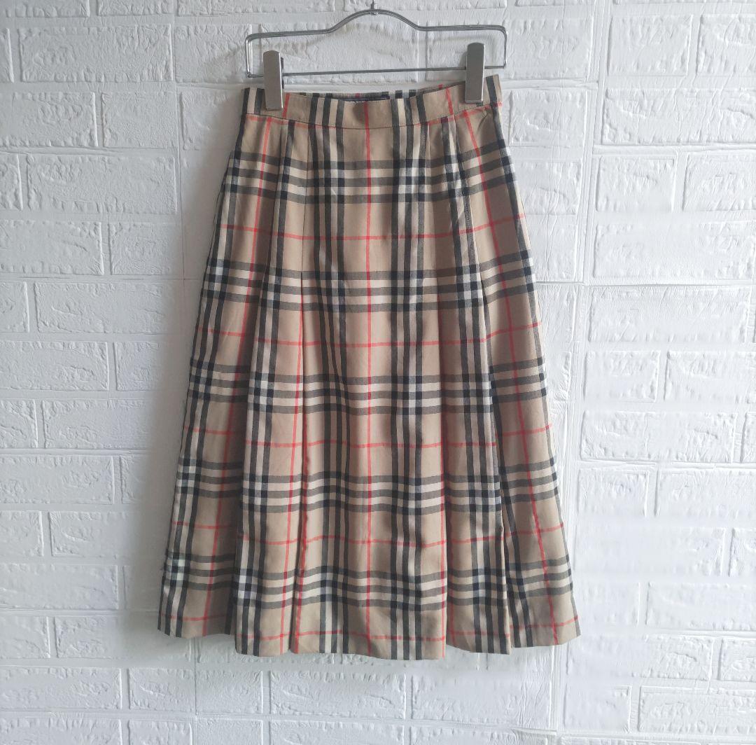BURBERRY　バーバリーズ　ノバチェック　プリーツ　スカート　ウール
